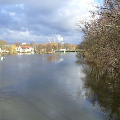 Spree in Beeskow bei Hochwasser