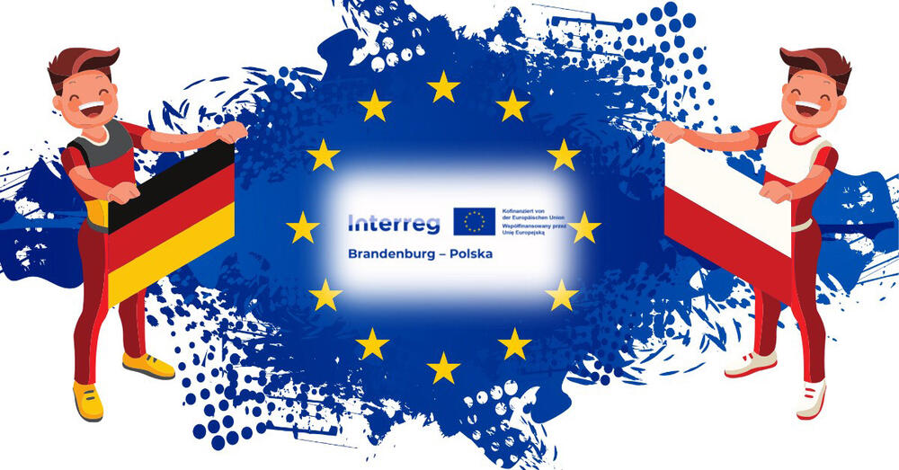 Illustration zweier Personen mit einer deutschen und einer plonischen Flagge in den Händen.