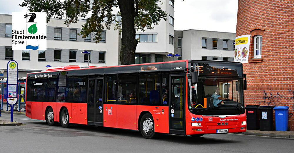 Bus des Busverkehr Oder-Spree am Busbahnhof F&uuml;rstenwalde